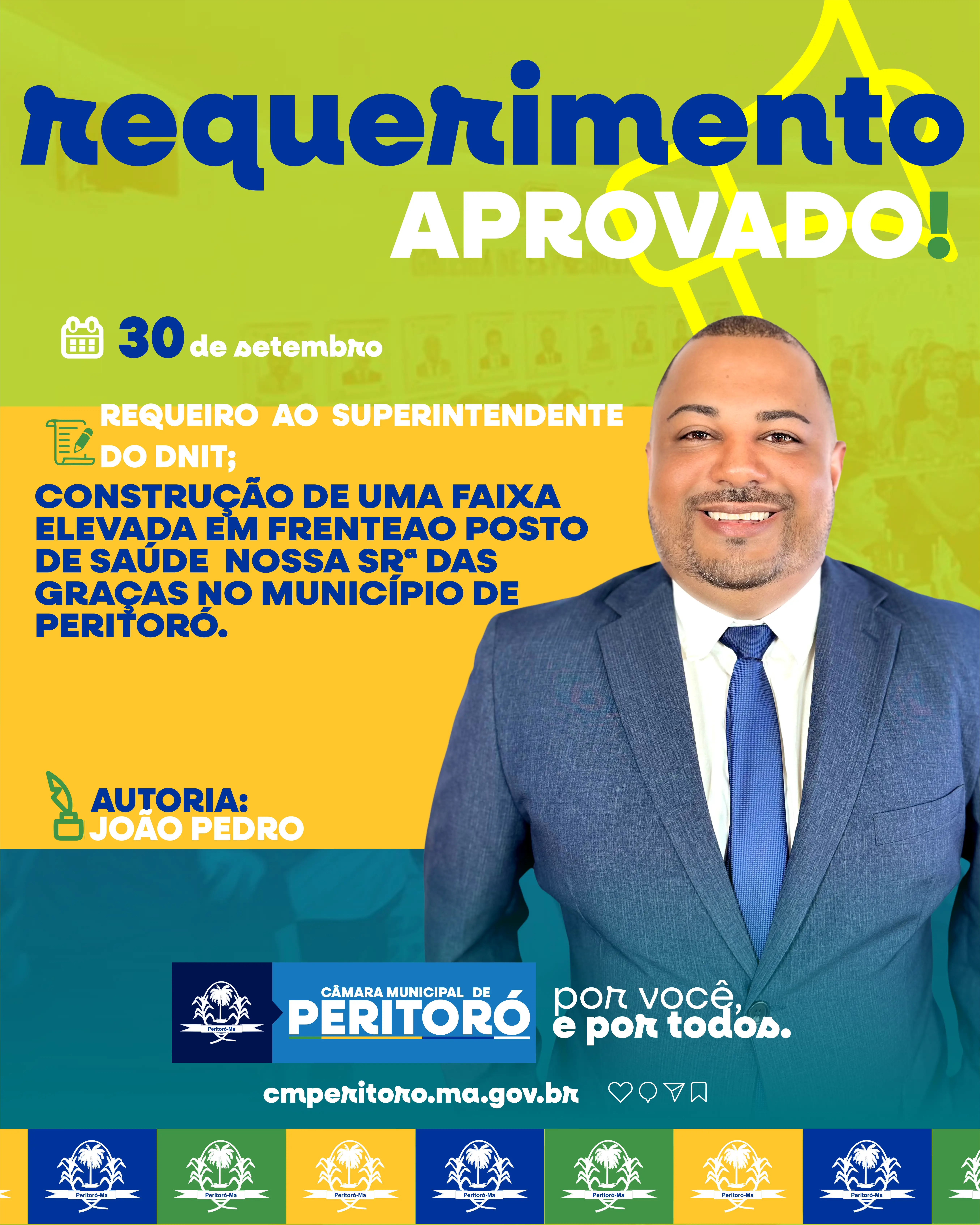 Construção de uma faixa elevada em frente ao Posto de Saúde Nossa Sr.ª das Graças no município de Peritoró-MA.