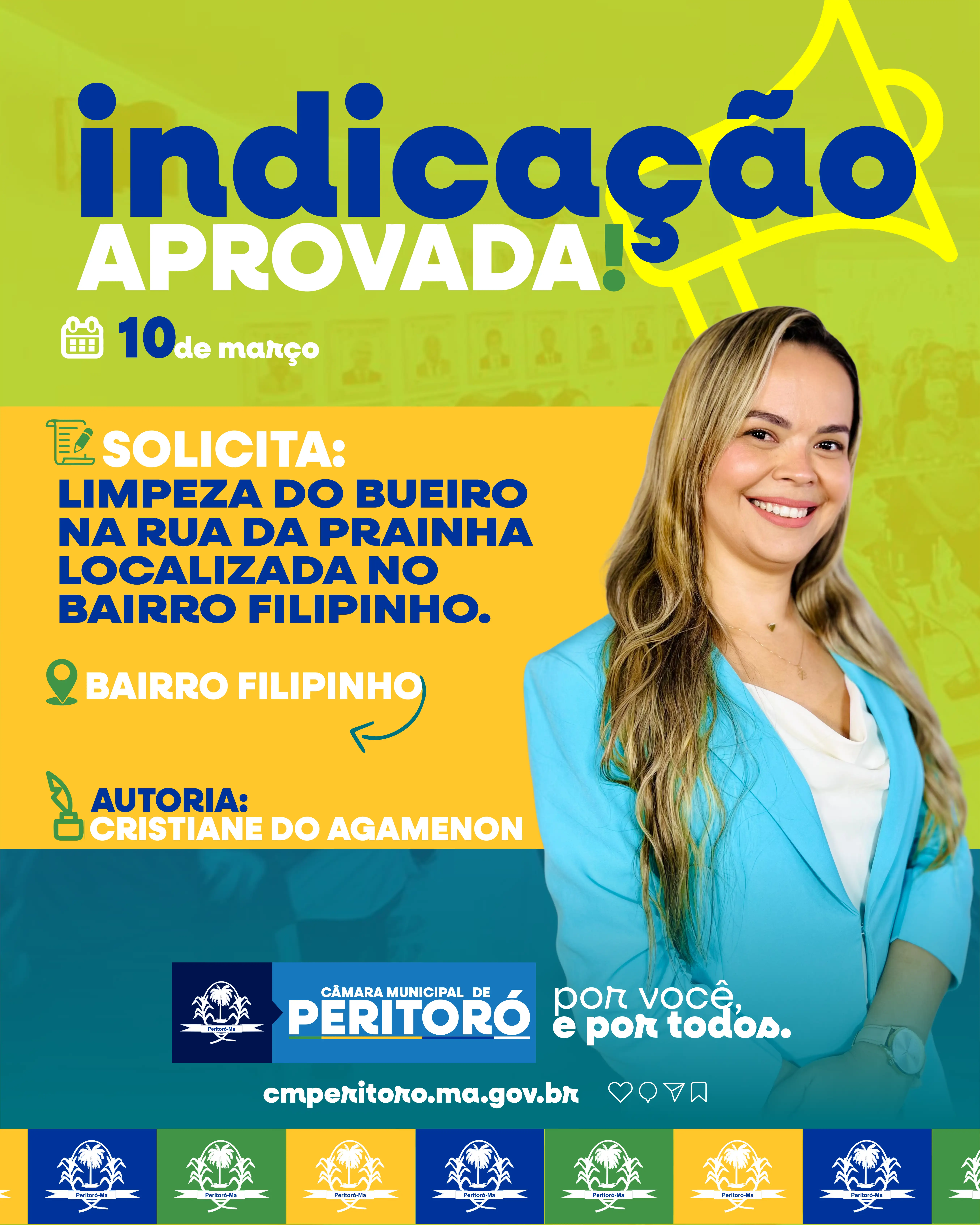 INDICAÇÃO DE Nº. 03/2026 de autoria da Vereadora Cristiane Rodrigues de Carvalho