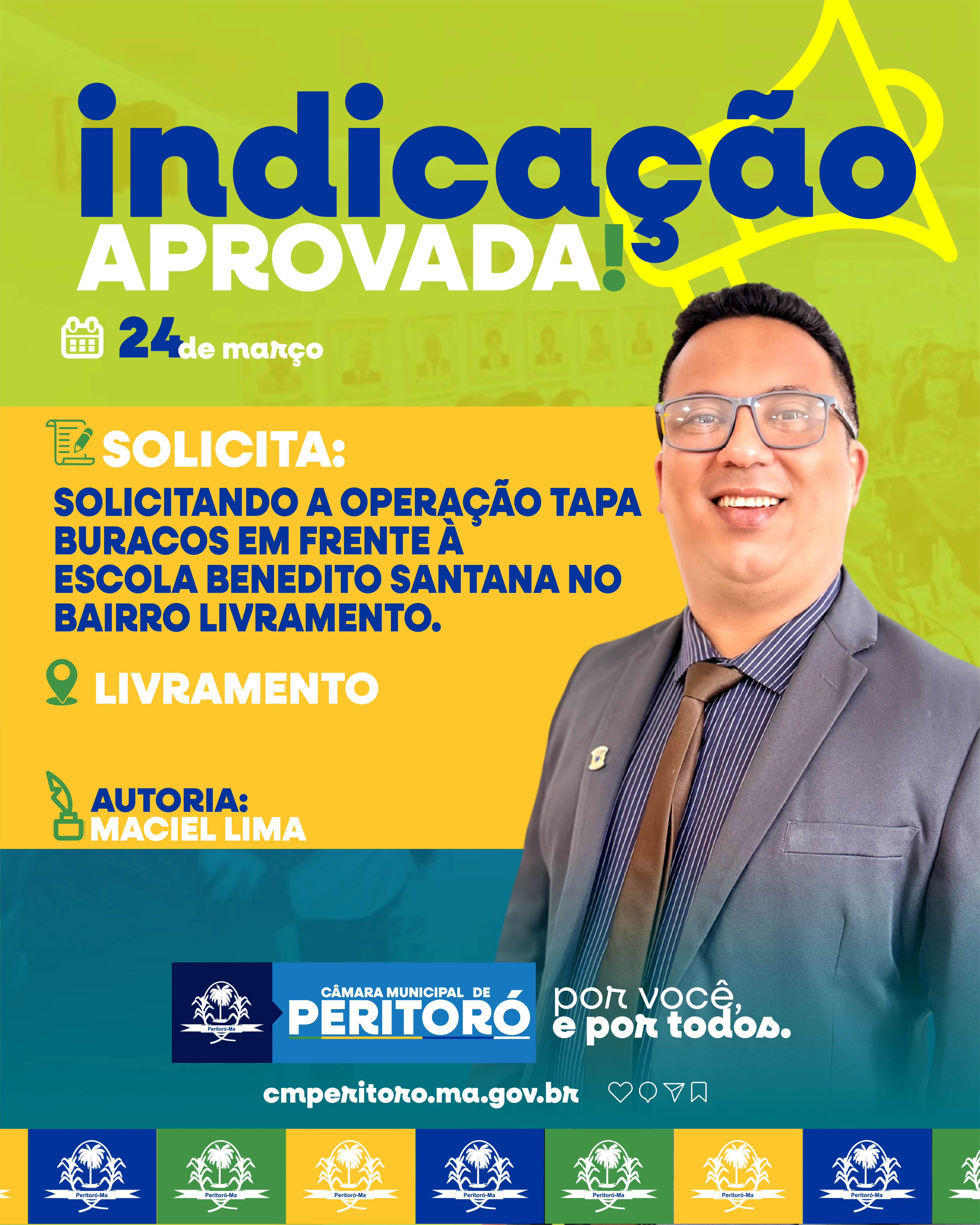 Solicitando o roço das estradas que ligam o bairro Livramento aos povoados Aldeia, Bom Sossego, Rocinha 1 e 2.
