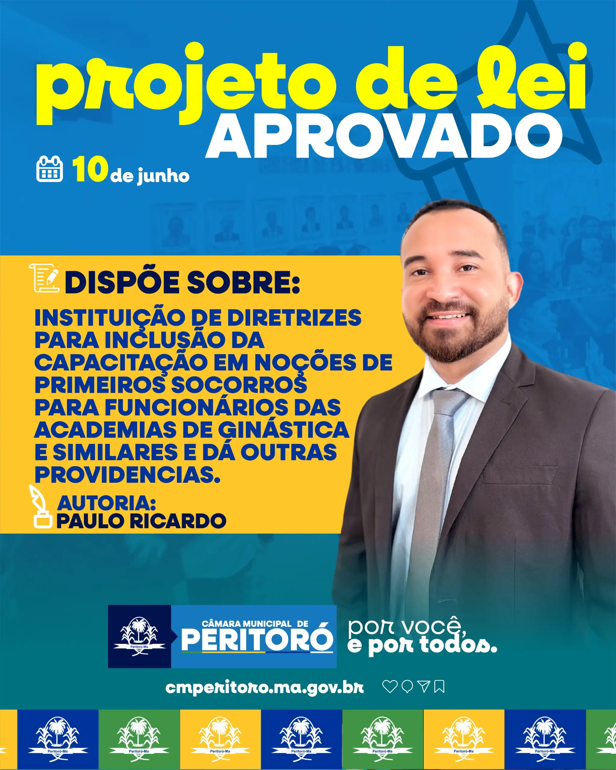 PROJETO DE LEI APROVADO: CAPACITAÇÃO DE EM NOÇÕES DE PRIMEIROS SOCORROS